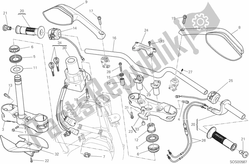 Alle onderdelen voor de Stuur van de Ducati Multistrada 1200 ABS Brasil 2014
